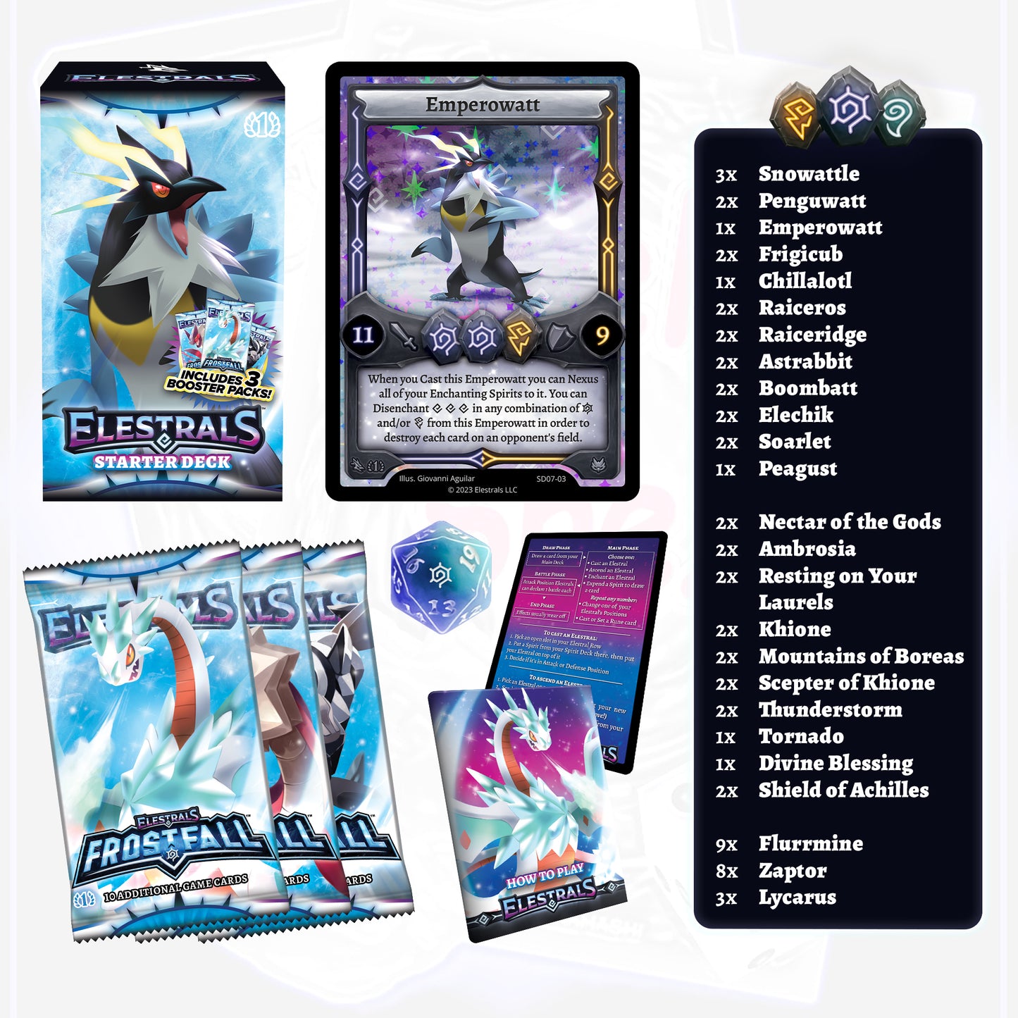 Elestrals Frostfall Starterdeck Emperowatt mit 3 Booster Packs (EN)