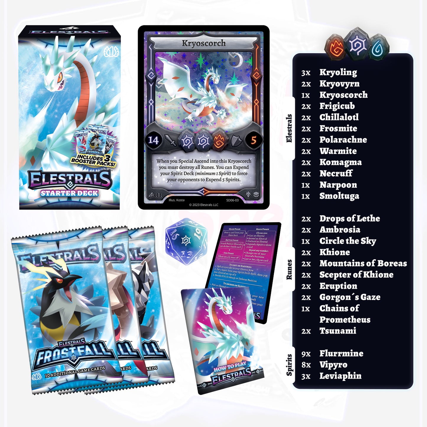 Elestrals Frostfall Starterdeck Kryoscorch mit 3 Booster Packs (EN)