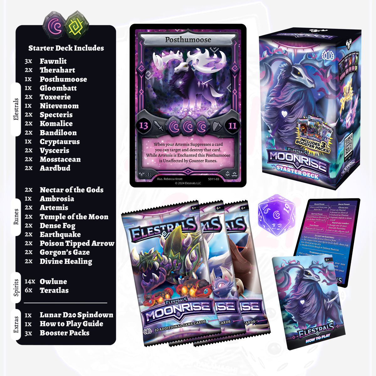 Elestrals Moonrise Starterdeck Posthumoose mit 3 Booster Packs (EN)