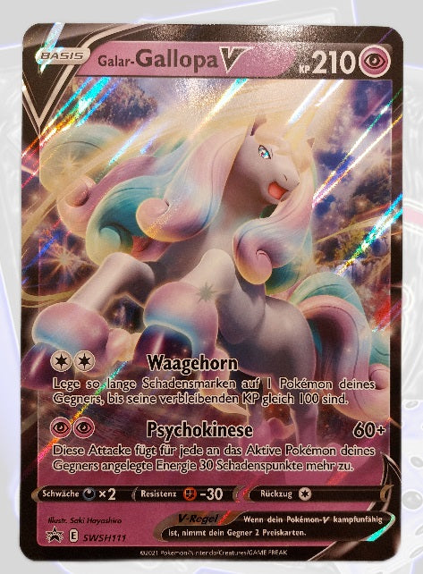 Pokemon XXL Karte Galar-Gallopa V SWSH111 Deutsch