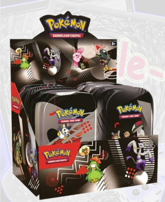 Pokémon schwarze Blitze & weiße Flammen Mini Tin Display (DE) WHT BLK KP10.5